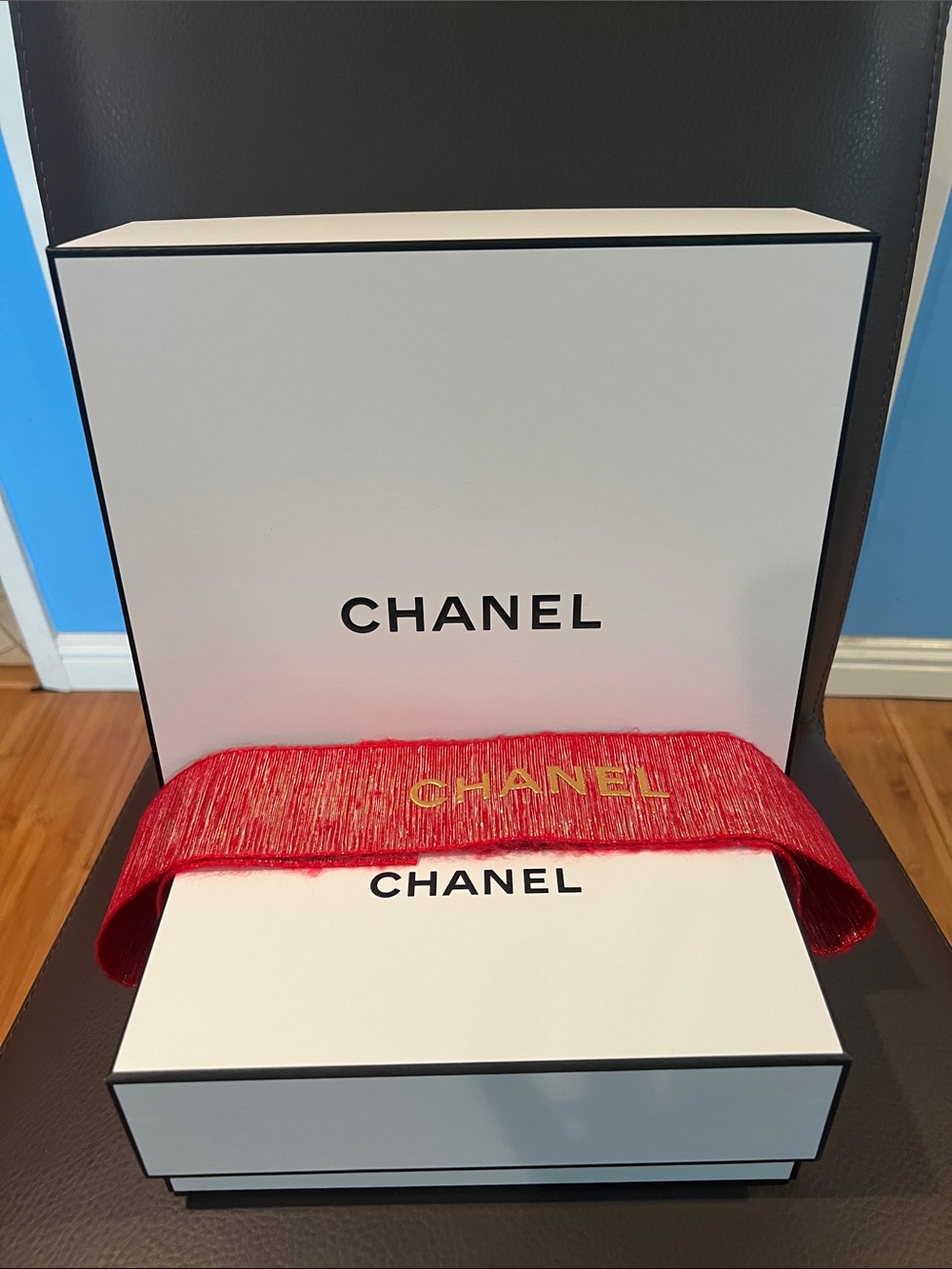 Chanel gift/storage boxes with red ribbon